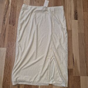 A New Day Cream Eyelet Pencil Skirt Size 14